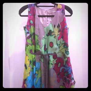 NWT Trina Turk Watercolor Tie Waste Midi Dress